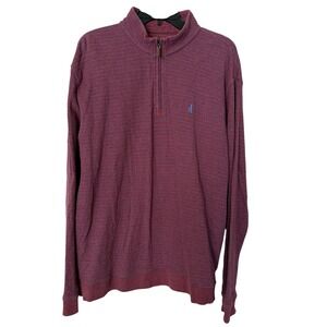 Johnnie-O‎ Mens Size Large Scarlet Striped Quarter Zip Pullover Red Blue